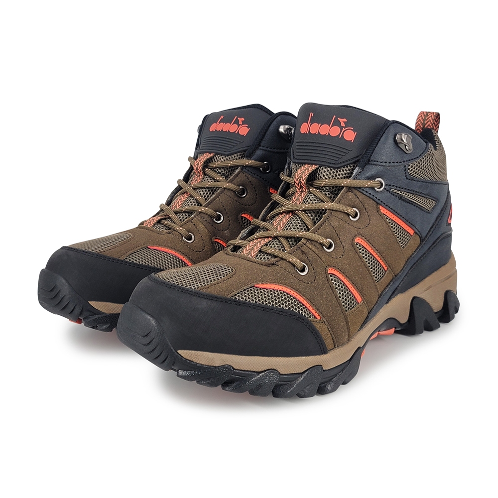 DIADORA迪亞多那 抗水機能登山鞋 男運動鞋 越野鞋 男鞋 防潑水 寬楦 保護後跟 減壓 透氣 耐磨 止滑 咖啡卡其, , large