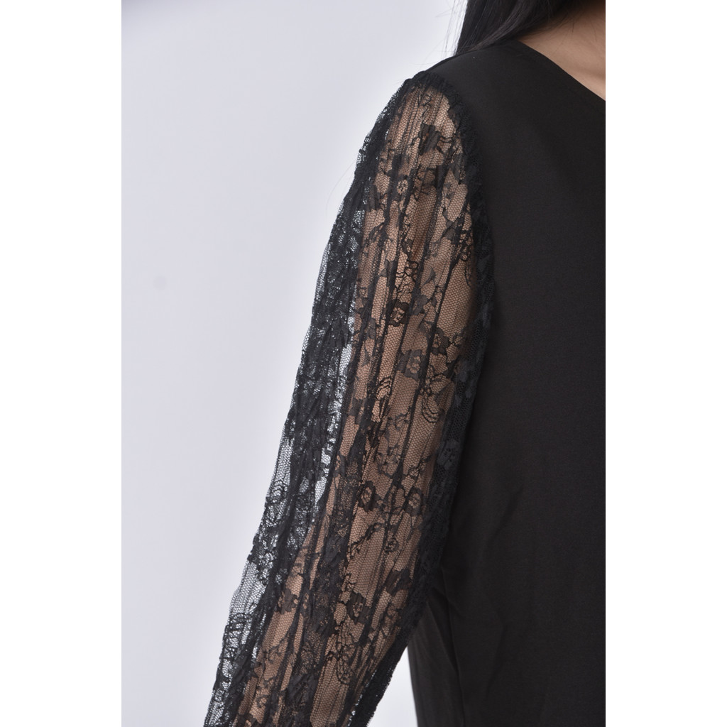 (M) easy zone質感圓領黑色長袖上衣二手衣, , large