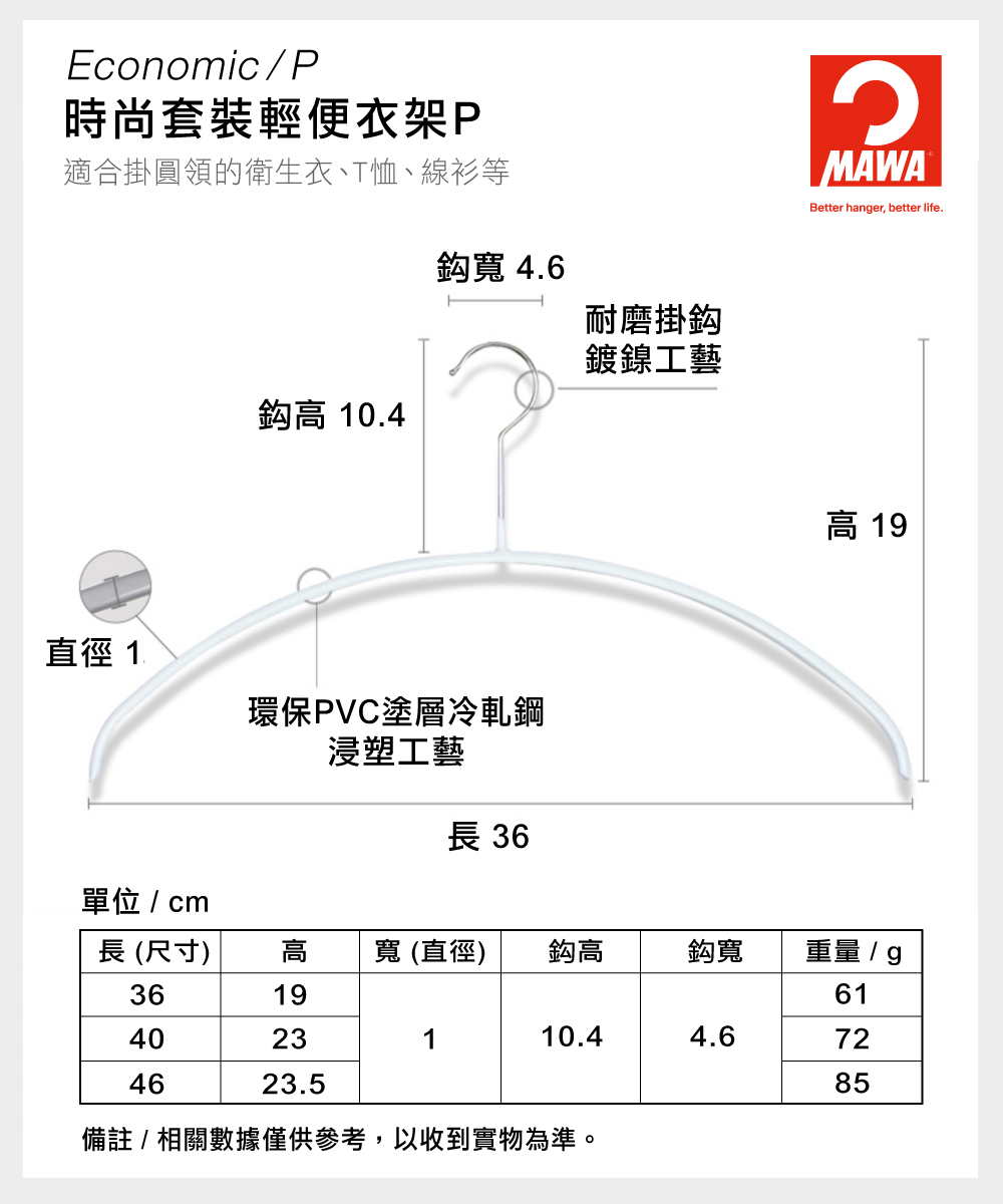 【德國MAWA】德國原裝進口 無痕止滑 時尚簡約衣架40cm/紅 20入, , large