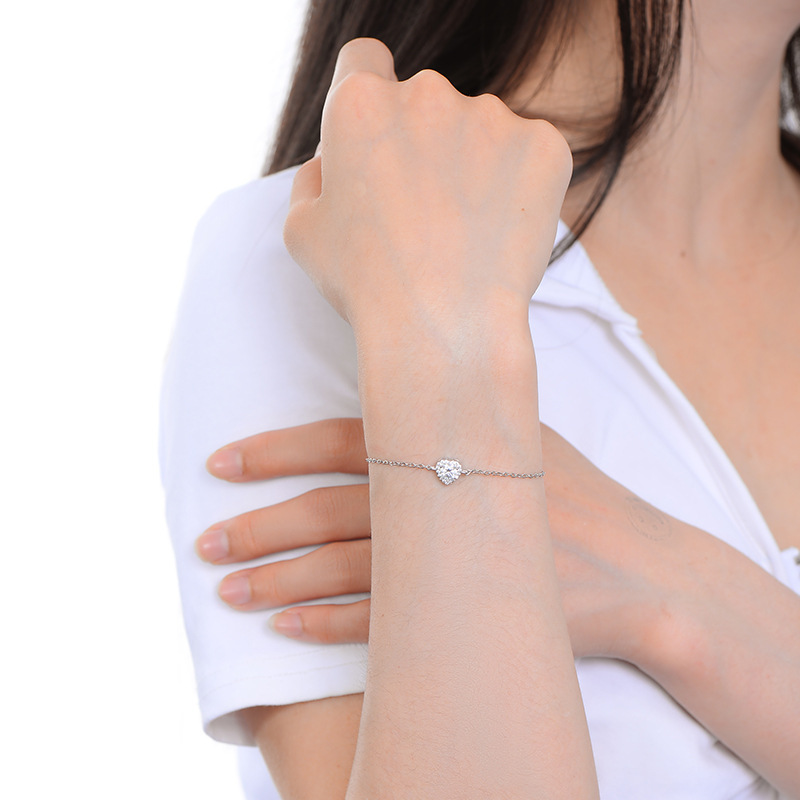 【A&R】莫桑鑽心心相印手鍊0.5克拉附精美禮盒