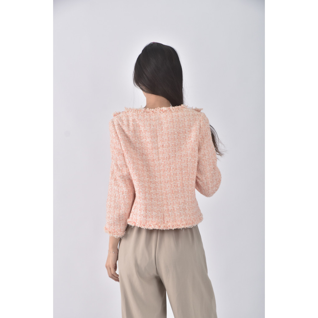 (S) iris小香風珍珠粉色外套二手衣, , large