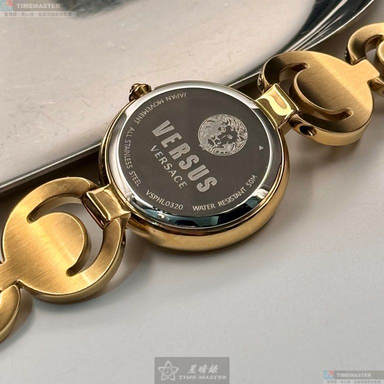 [星晴錶業]VERSUS VERSACE手錶,28mm,VV00378黑色錶面金色錶殼金色精鋼錶帶款, , large