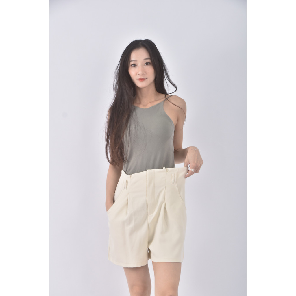 (XL) 高腰質感杏色短褲二手衣, , large