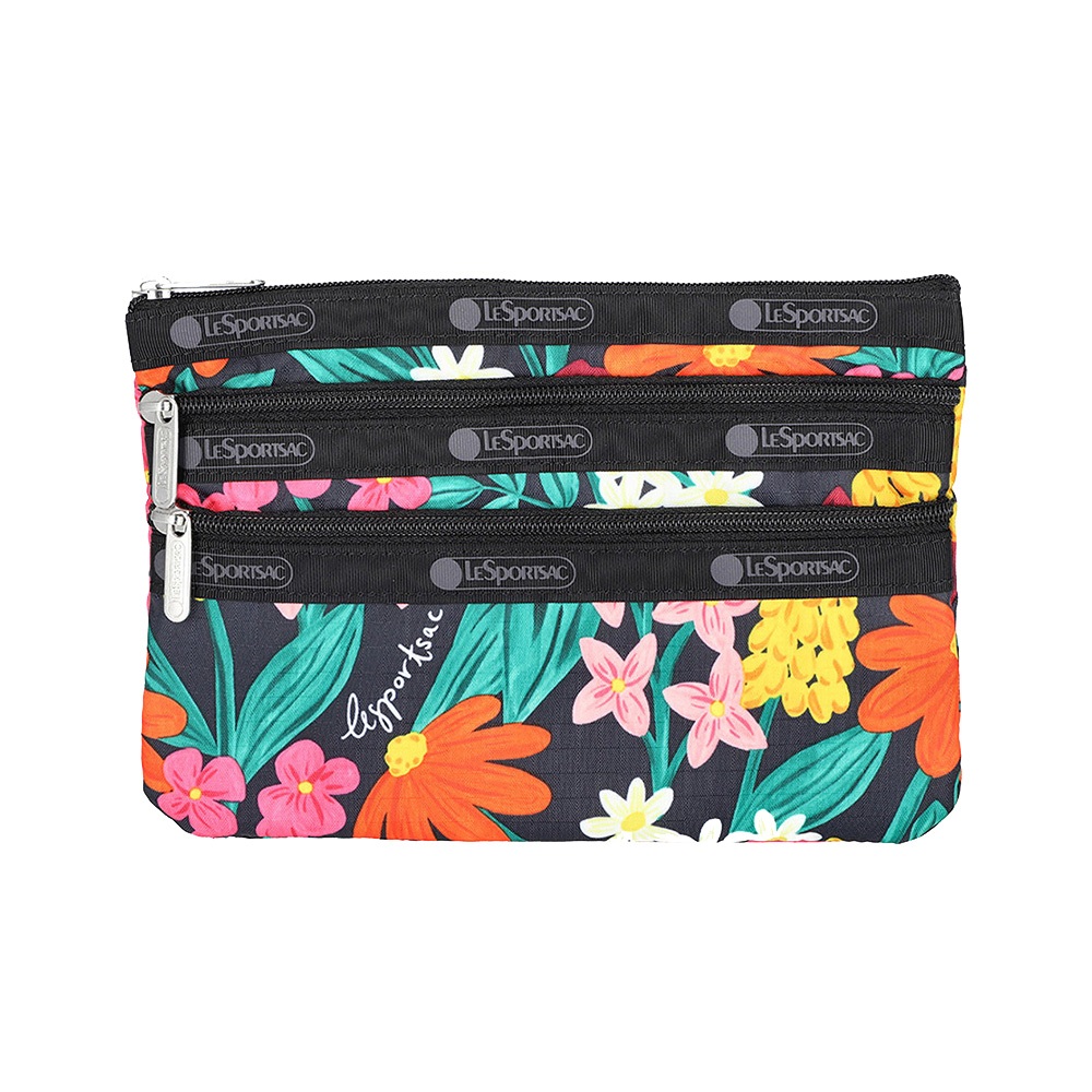 Lesportsac 3-zip Cosmetic 三層拉鍊化妝包/ 繽紛花園, , large