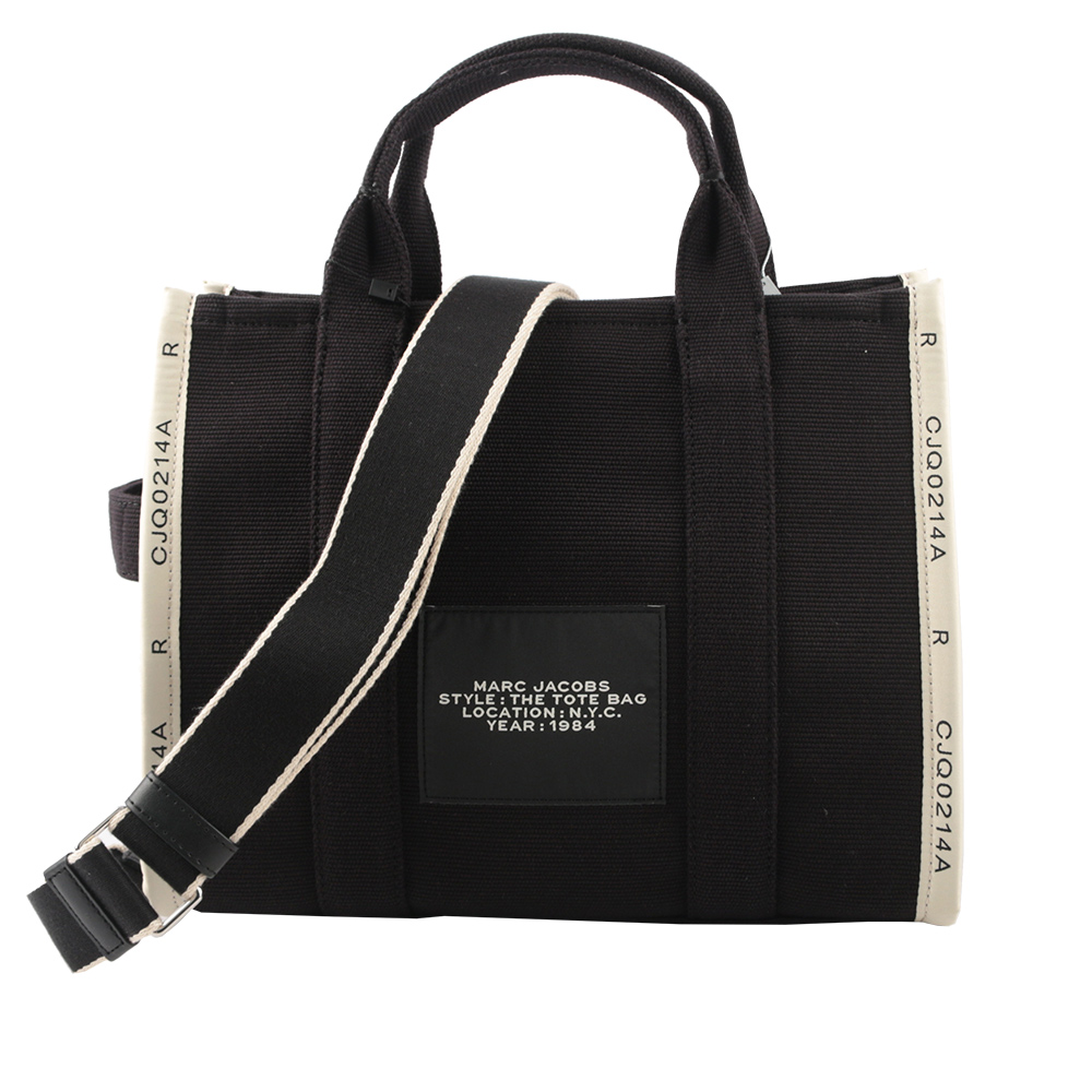 Marc Jacobs THE JACQUARD TOTE 雙色中款托特包/黑色/米色, , large