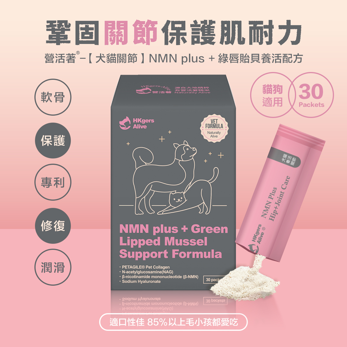 ［營活著］＜全面升級版＞ -【多國專利關節 】 NMN plus ＋ 綠唇貽貝養活配方 靈活 強化 骨骼肌肉保養, , large