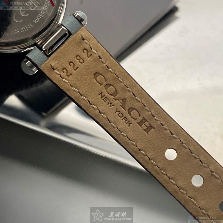 [星晴錶業]COACH手錶,26mm,CH00139白銀色錶面銀錶殼淺藍真皮皮革錶帶款, , large