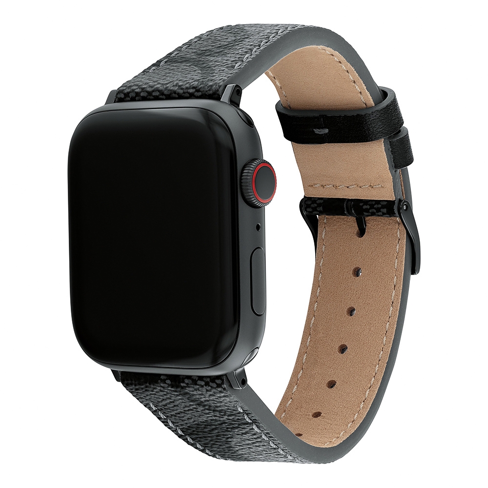 COACH Apple Watch 錶帶 42/44/45mm 適用 皮錶帶 - 鐵灰色 (不含手錶), , large