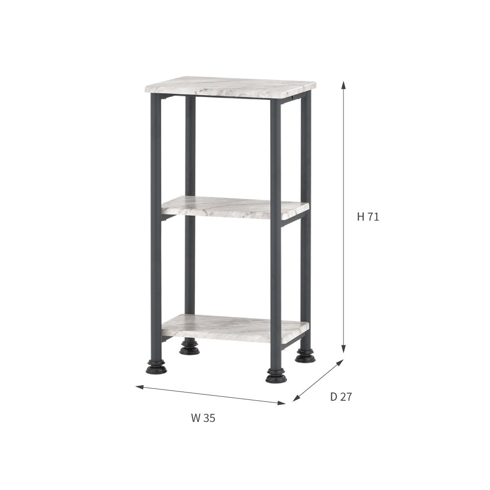 【H&R安室家】35x27x71CM仿大理石紋三層置物架BC335A