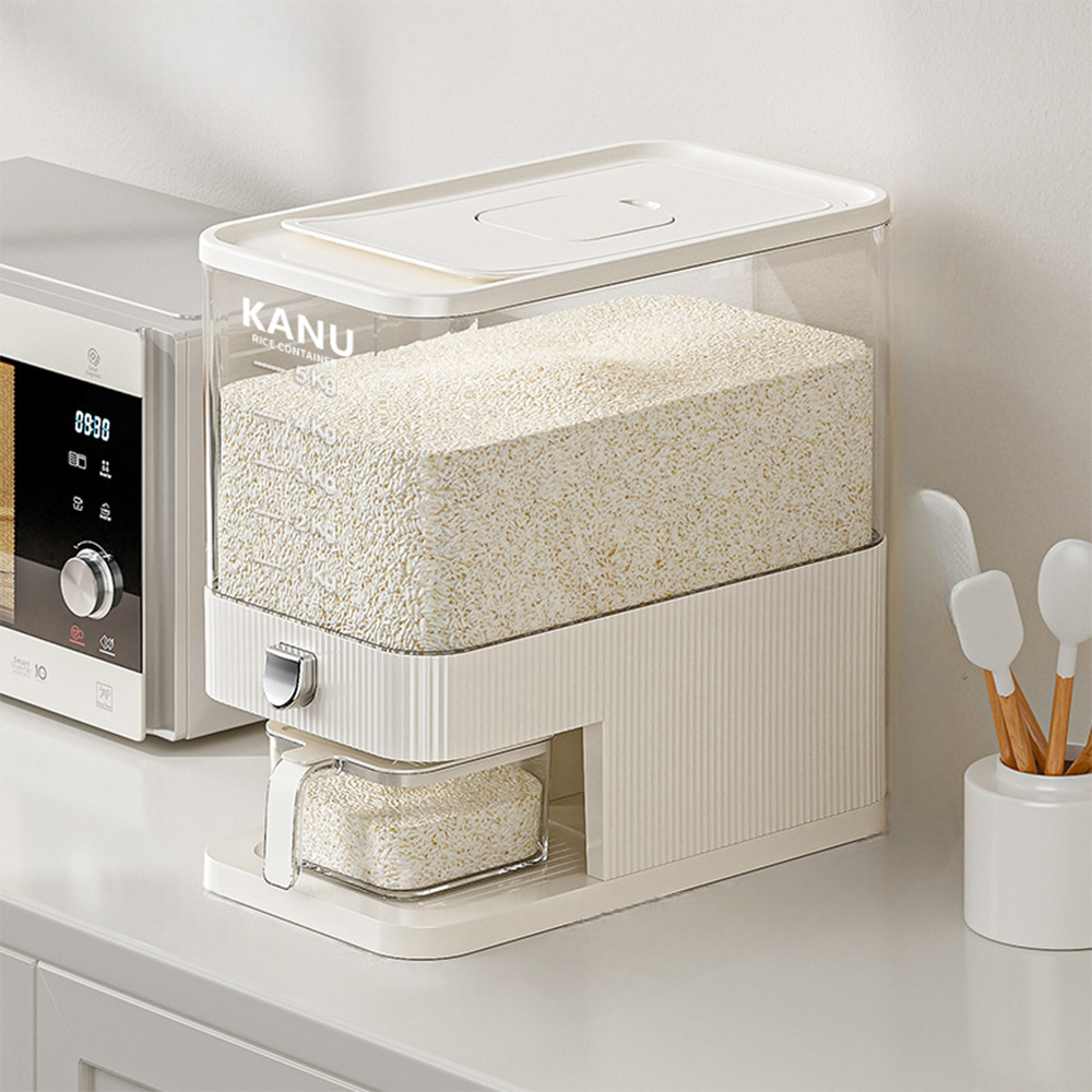 【CITY STAR】Muji-style insect-proof box with press-button lid, 10L rice storage container, , large