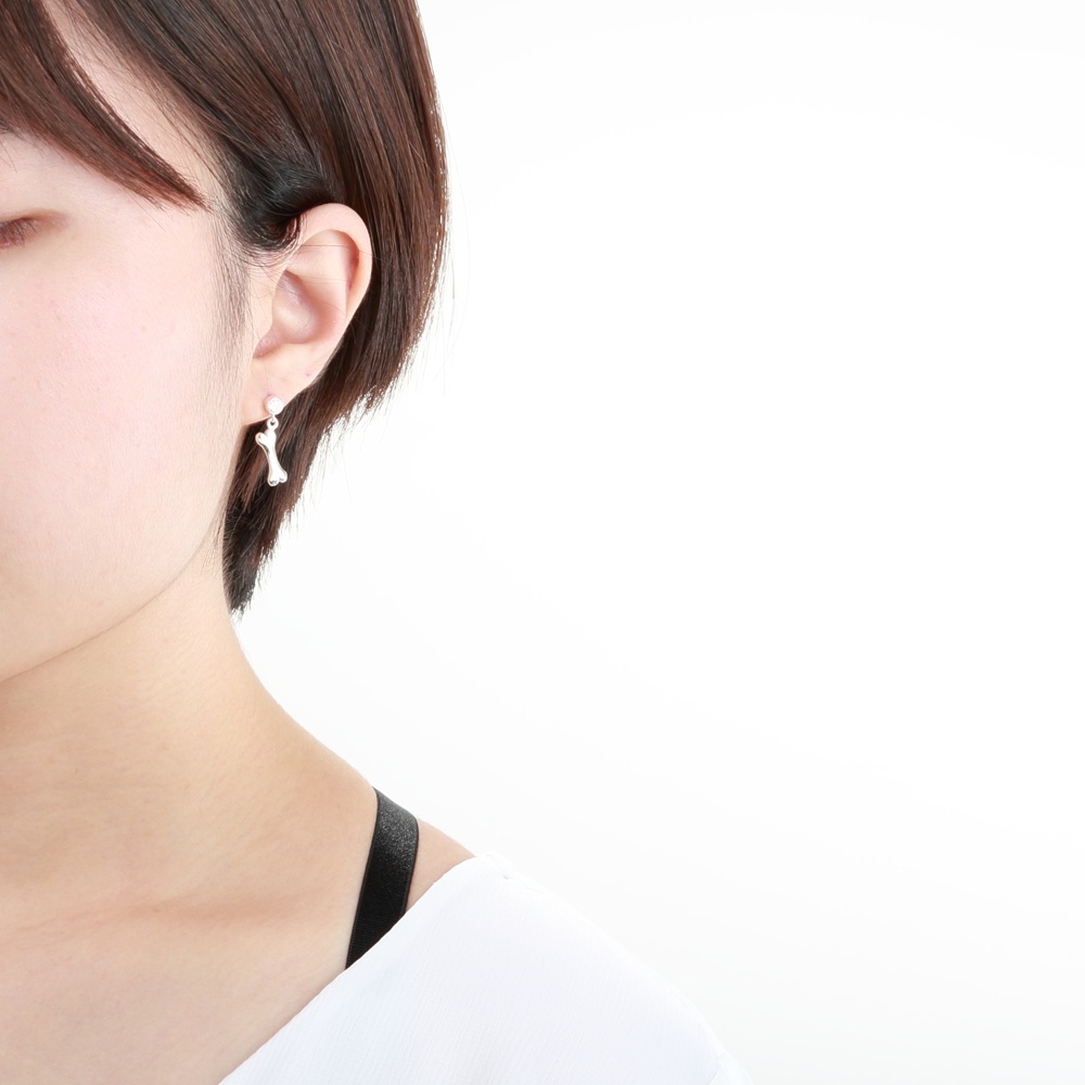 【Angel & Me】幸運 狗骨頭 s925 純銀 單鑽 耳環 耳夾 生日禮物, , large