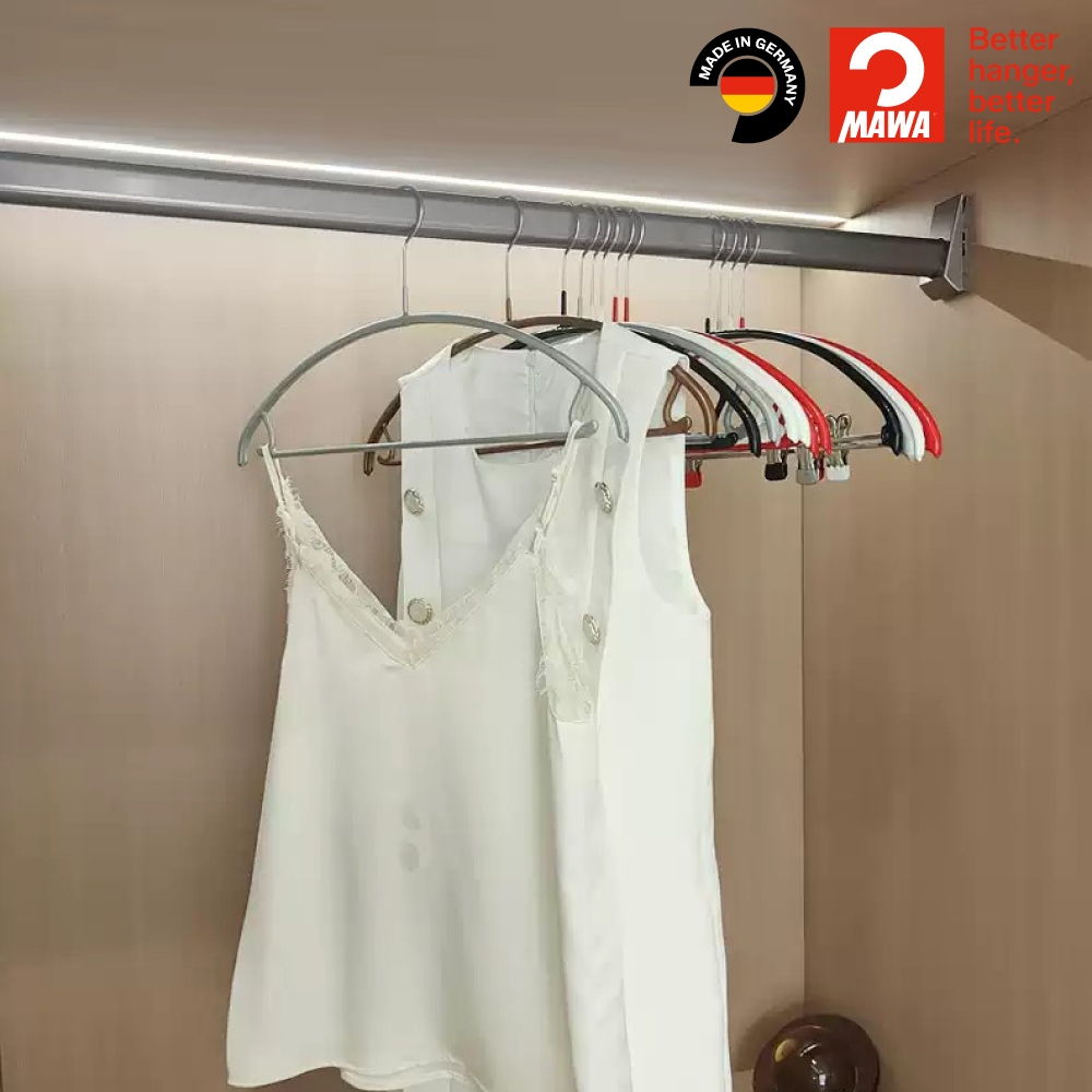 【德國MAWA】德國原裝進口 無痕止滑套裝衣架36cm(白色/5入), , large