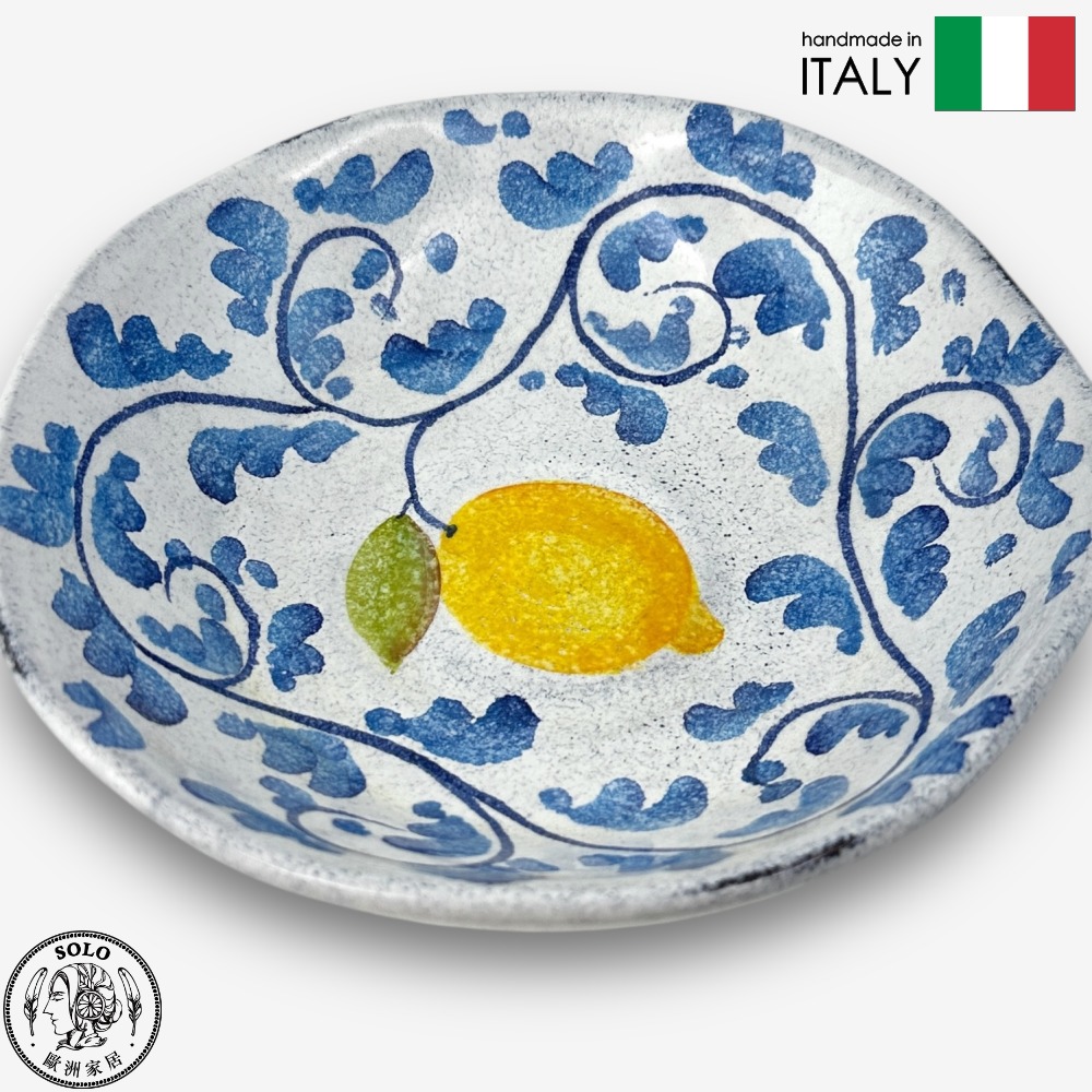 【SOLO Vintage】Modigliani Italian Pottery 19cm Pasta Plate Deep Round Plate Soup Plate Amalfi Coast Lemon Tree Series, , large