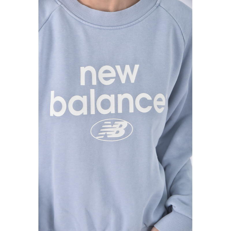 (M) new balance質感棉質圓領藍色長袖上衣二手衣, , large