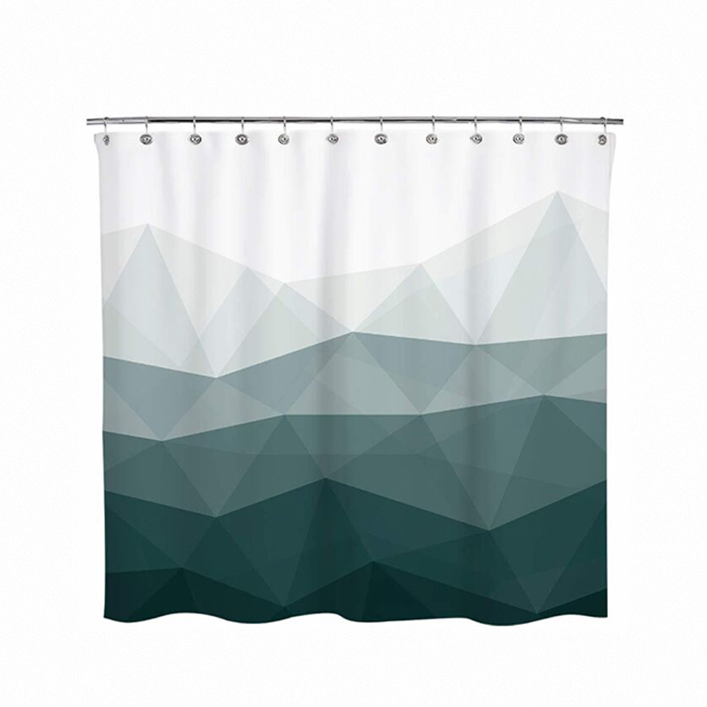 【上手家居】幾何漸層防水浴簾 漸層綠(乾濕分離/浴室防水簾/浴室隔間/浴室簾), , large