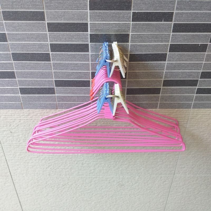 [熊好貼國際]衣夾兼掛衣架 (一體成型 304不鏽鋼) 凹凸.紋路牆面可貼(超黏貼)平滑面（重複貼）無痕掛勾掛鈎, , large