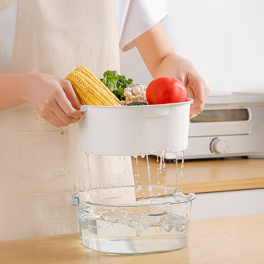 【上手家居】三層疊加洗菜籃 三層(廚房用品/洗菜瀝水盆/洗菜盆/濾水籃/多層瀝水籃), , large