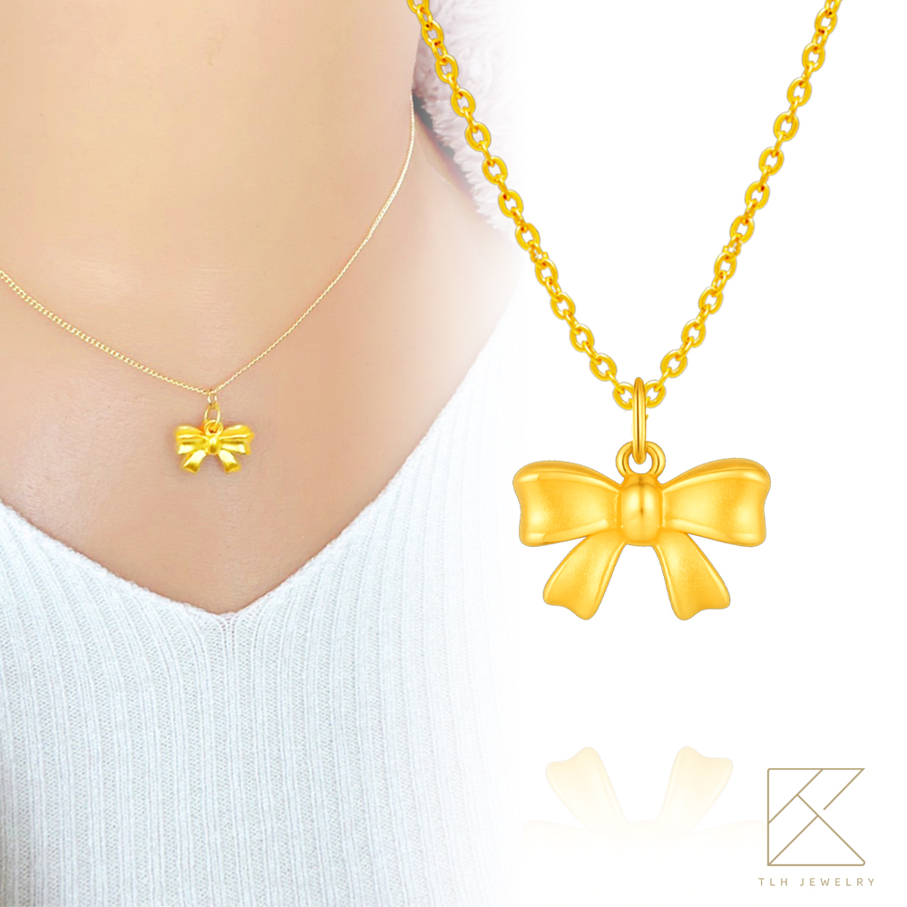 【TLH】聖誕節禮物 黃金墜項鍊 純金999 聖誕金願樹 約重0.05錢&plusmn;0.01 (贈聖誕卡片), , large