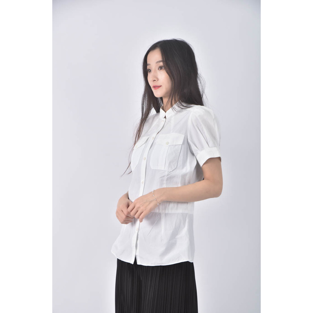 (S) balenciaga排扣白色短袖上衣二手衣, , large