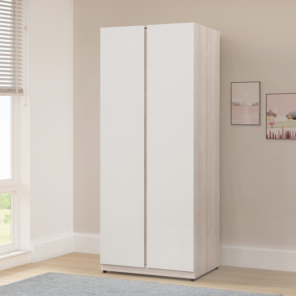 【唯熙傢俱】紀薇橡木雙色2.6尺雙吊衣櫃, , large