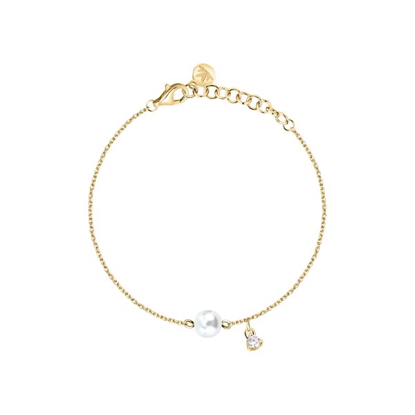 【MORELLATO】Perle Contemporary 925純銀珍珠美學手鍊-金色 SAWM06, , large
