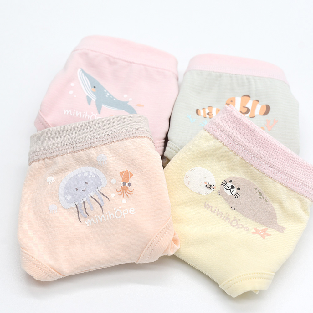 沉靜海洋女童三角褲(4件組A), , large