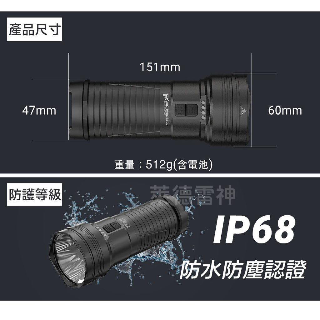 【德國Ledlenser】副品牌 TFX Arcturus 6500 戰術型四色光充電手電筒, , large