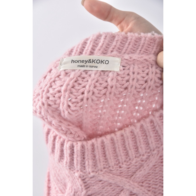 (S) honey koko韓牌質感圓領粉色長袖上衣二手衣, , large