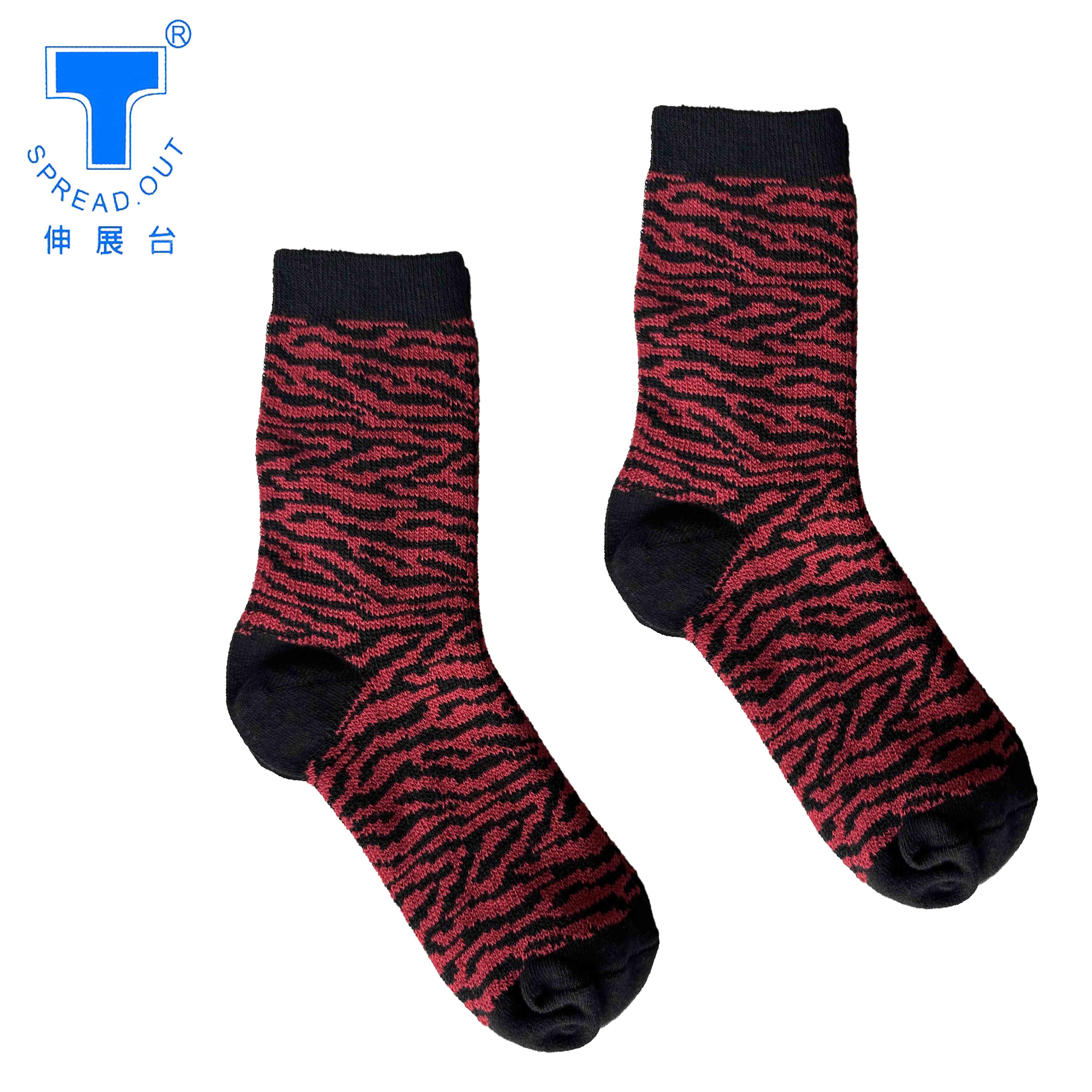 [Runway Socks]Women's Fashion Animal Print Socks – Double Cylinder Knit, Red (1 Pair), , large