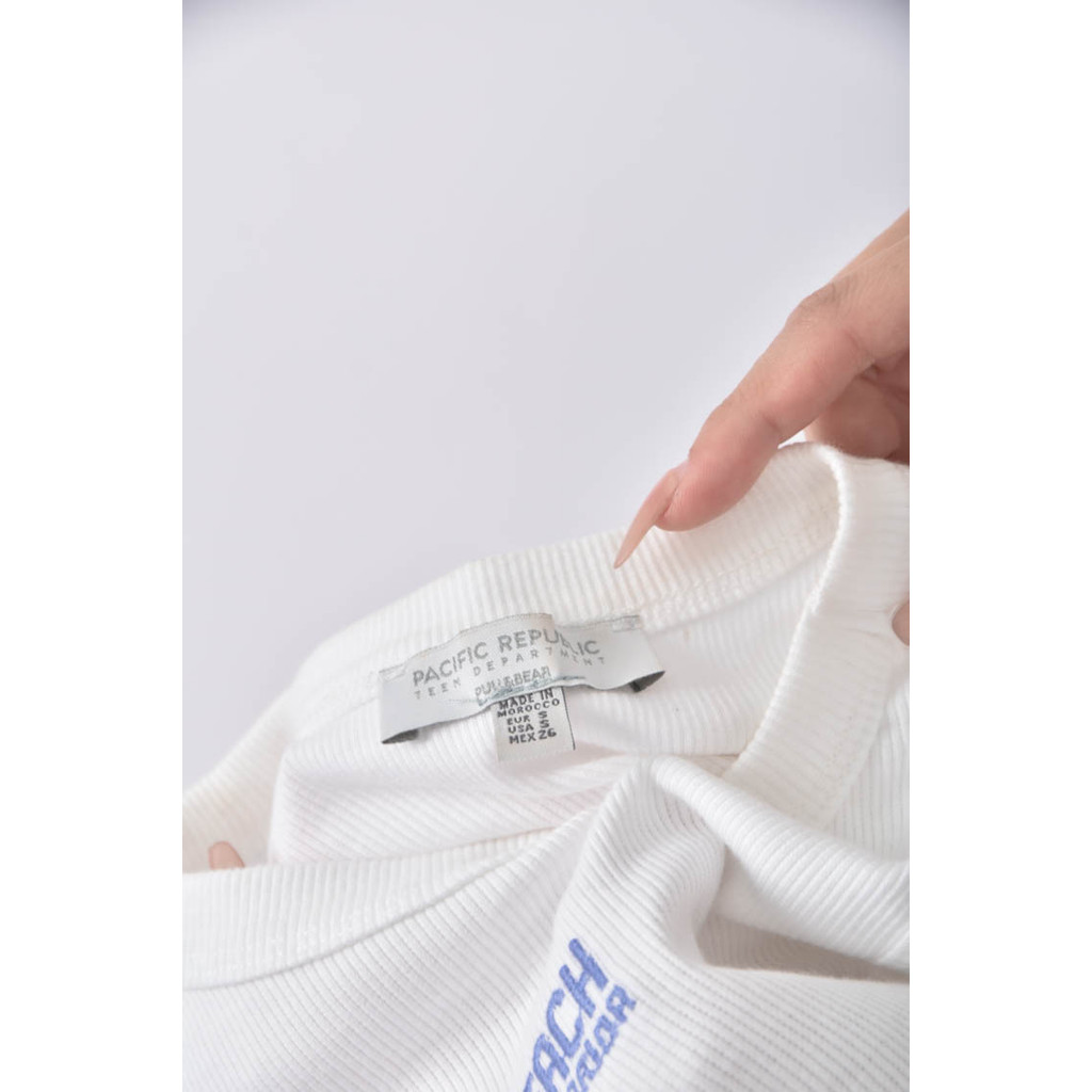 (S) 【粿粿私服】質感修身短版棉質削肩白色上衣二手衣, , large