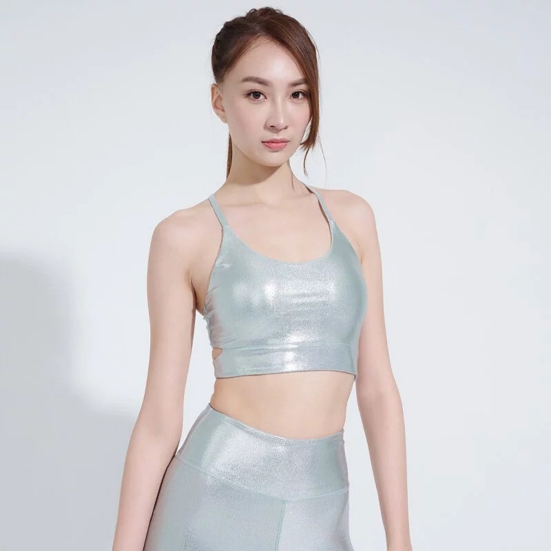 YOGA FLOW Aurora Bra 後背挖洞短版上衣 - 亮銀 Sliver Lustre, , large