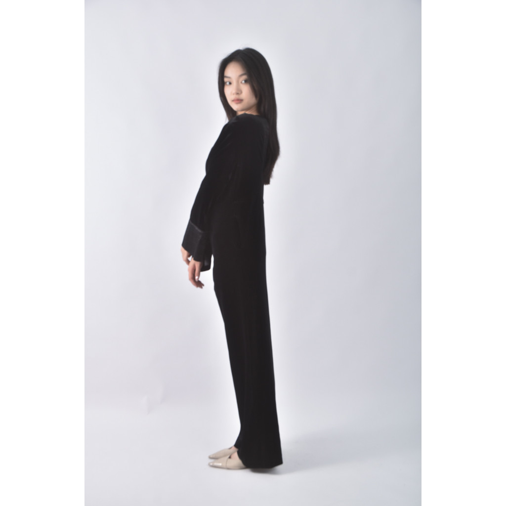 (XL) 高腰質感黑色連身裝二手衣, , large