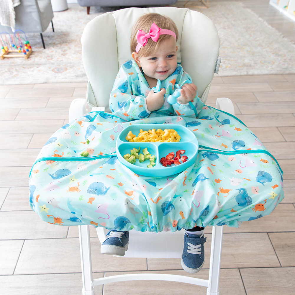 Bumkins 高腳椅圍兜-氣質紫花