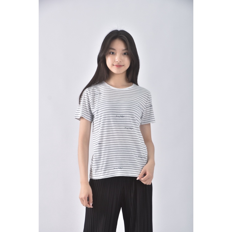 (S) tommy hilfiger棉質純棉條紋白色短袖上衣二手衣, , large