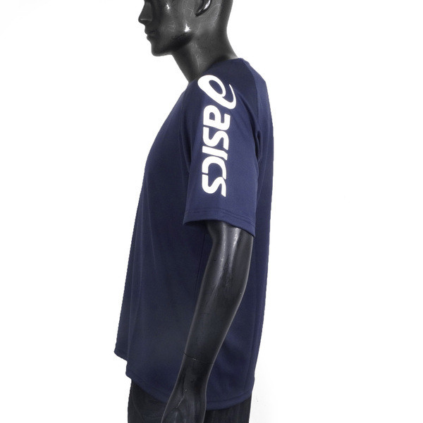 Asics 男女 短袖上衣 T恤 運動 休閒 輕量 吸濕 快乾 舒適 亞洲版 深藍 [2033B947-400], , large