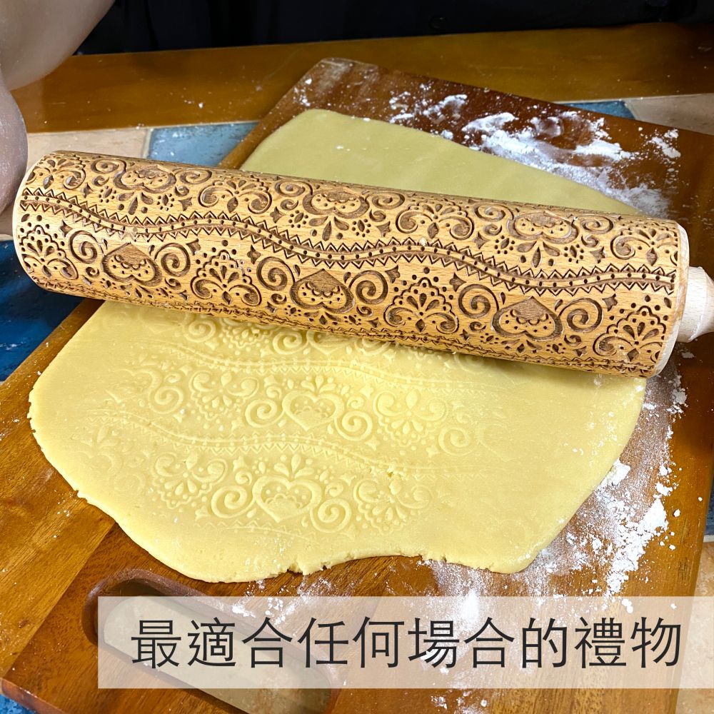 【SOLO歐洲家居】刺蝟 餅乾桿麵棍 43CM 壓紋 押花 印花 天然原木 歐洲櫸木 波蘭製造, , large