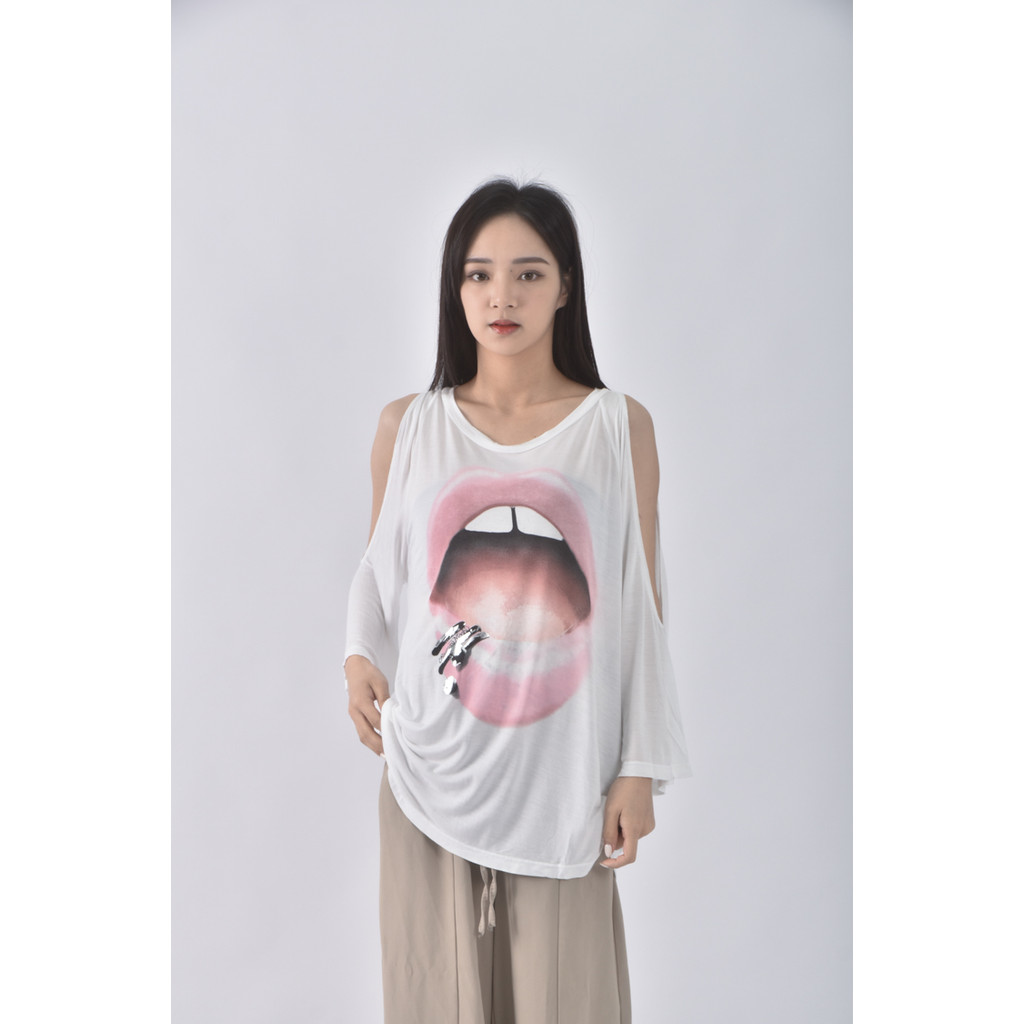 (S) lauren moshi挖肩白色長袖上衣二手衣, , large