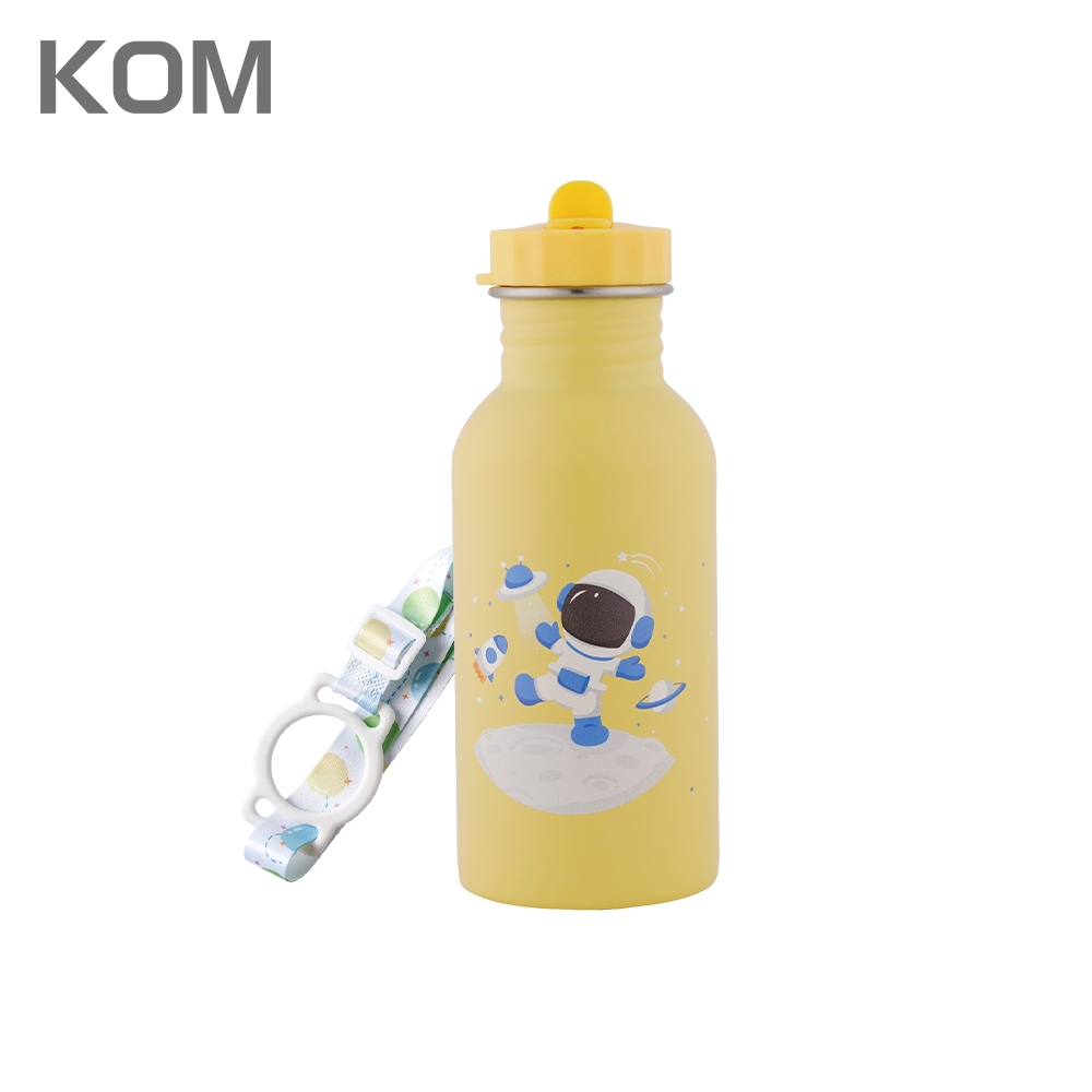 【KOM】夢想系列 台製316不鏽鋼兒童隨身瓶 兒童水壺500ml(附吸管 背帶), , large