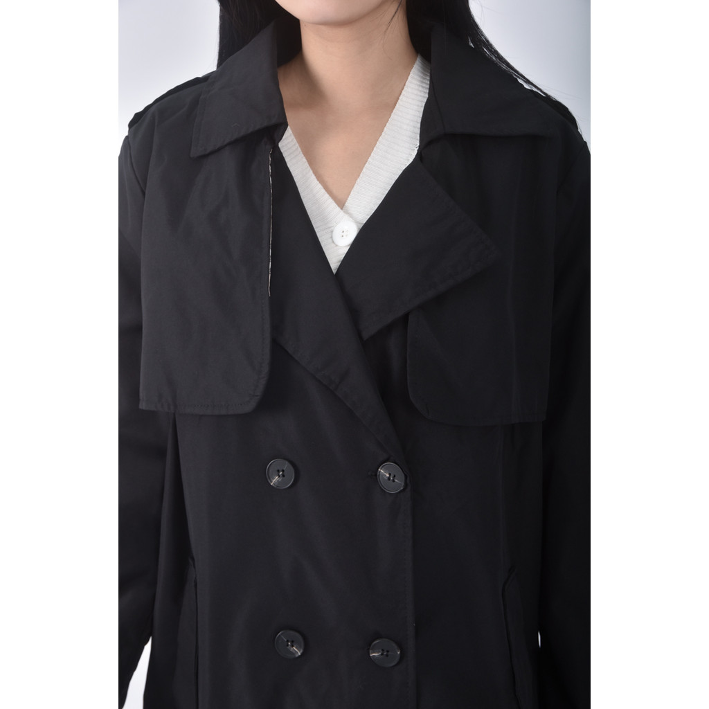(XL) migua質感風衣黑色外套二手衣, , large