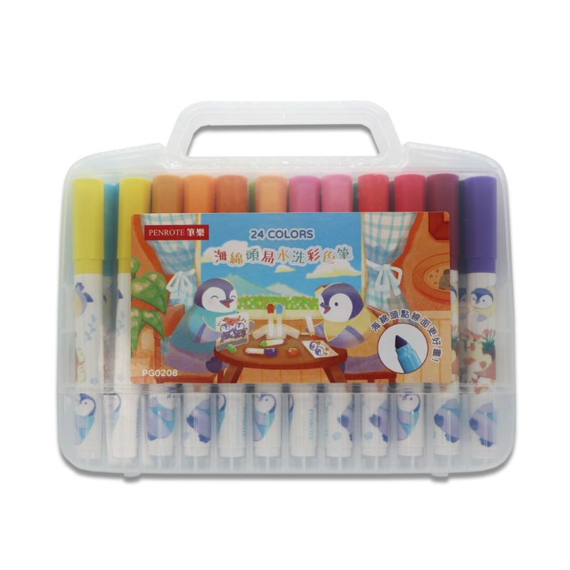 【PENROTE 筆樂】24色海綿頭易水洗彩色筆, , large