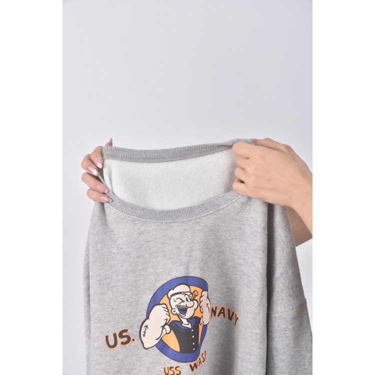 (F) 質感印花灰色長袖上衣二手衣, , large