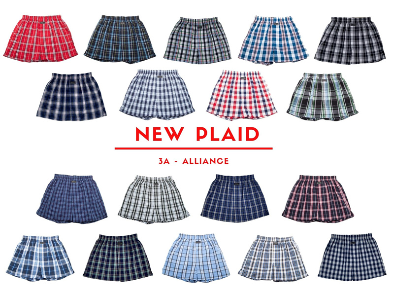 ﹝ 3A-Alliance ﹞格紋平口褲/紅藍白格紋, , large