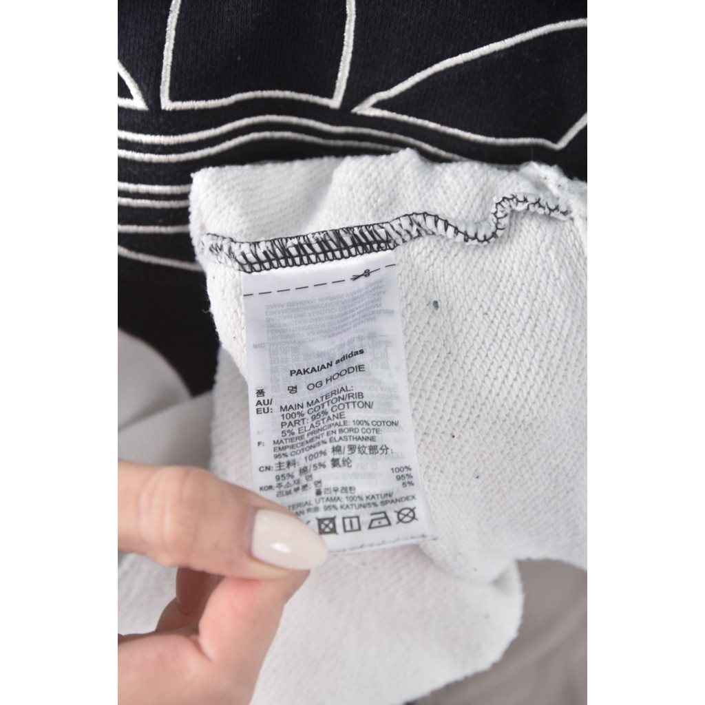 (M) adidas質感棉質連帽黑色長袖上衣二手衣, , large