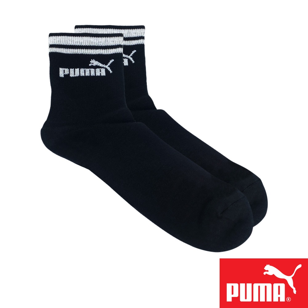 PUMA 經典雙條紋運動中筒襪1雙裝BLACKPINK ROSÉ 網美襪 男襪 女襪 運動襪 小腿襪 簡約 高彈 黑襪, , large