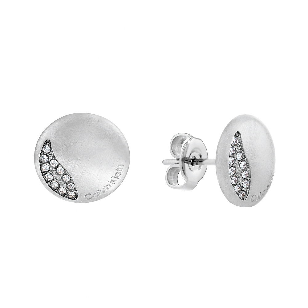 Calvin Klein CK Minimal Circular 小圓水晶穿式耳環 母親節送禮推薦-銀 35000137