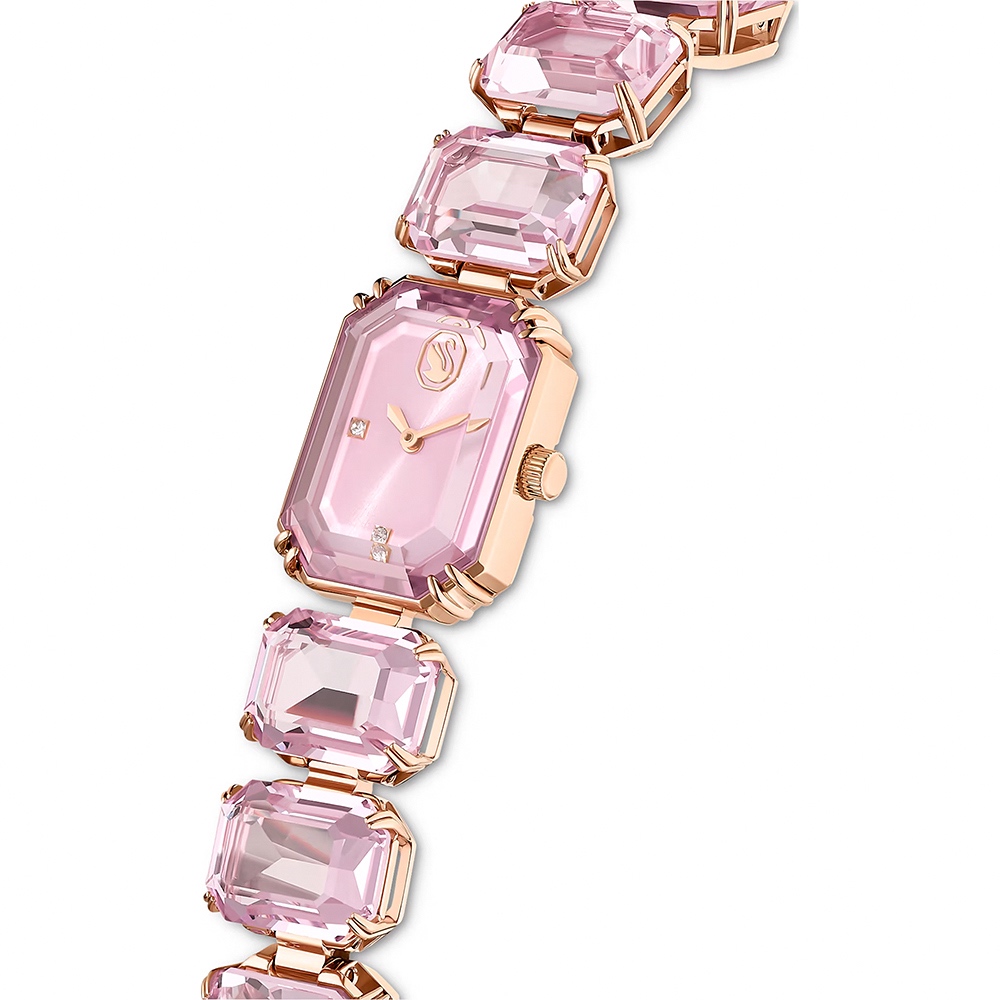 SWAROVSKI 施華洛世奇 八角方形水晶手鍊手錶 女錶-粉紅色/23x17mm(5630837), , large