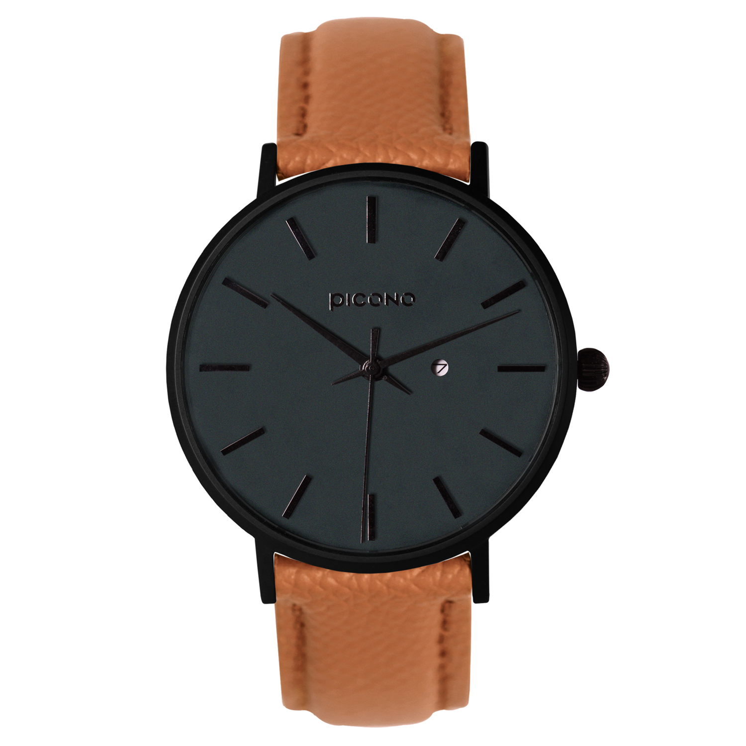 【PICONO】Siempre minimalist brown leather strap couple watch-Dark green / SI-10902 Men, , large