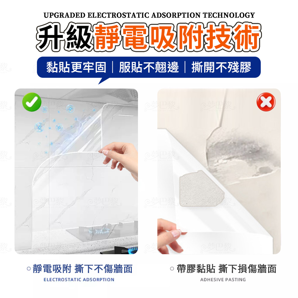 [夢巴黎] 廚房防油貼 透明 貼紙 廚房 防油貼紙 防油壁貼 廚房防油 透明防油貼 廚房防油壁貼 廚房隔油貼 防油煙, , large