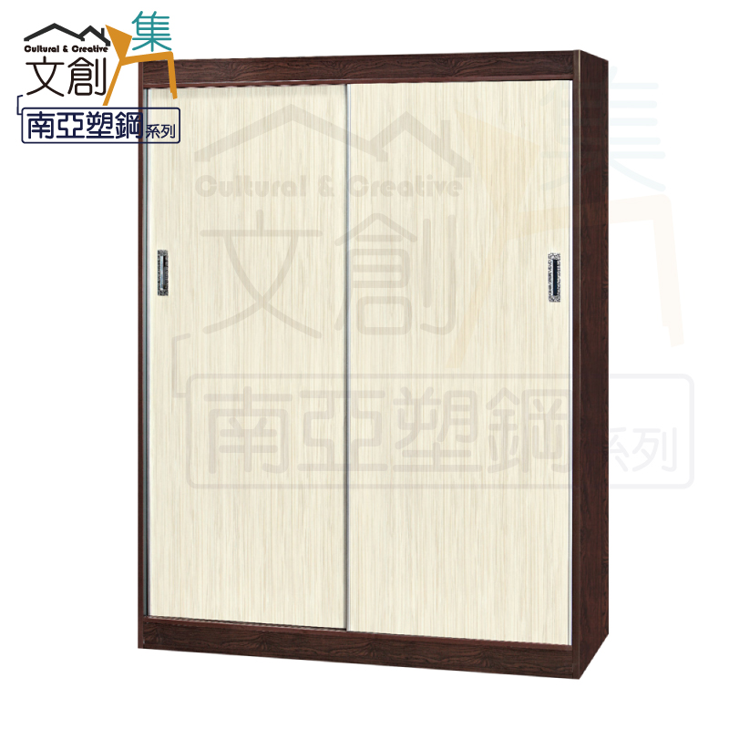 【文創集】拜斯 環保5.2尺南亞塑鋼推門二抽高衣櫃/收納櫃(客約商品), , large