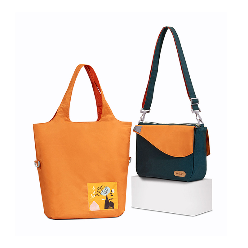 【seisei】遛遛包/斜背+托特二包合一_再生寶特瓶環保防水布/金盞橘, , large